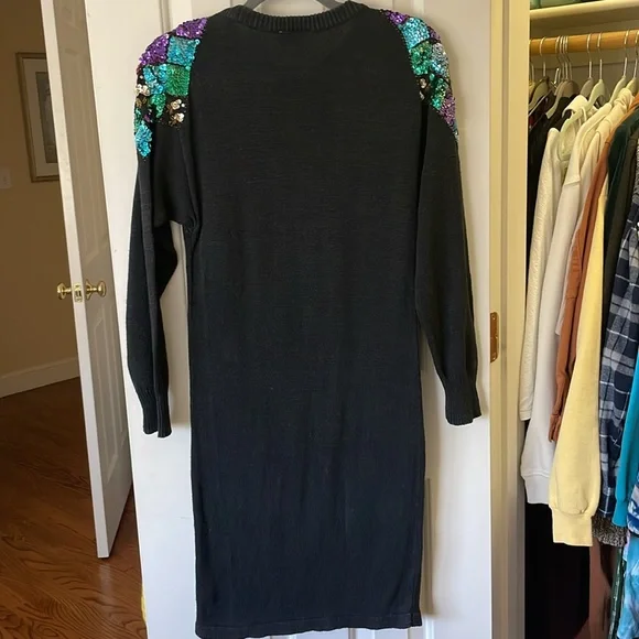 VINTAGE MISTER NOAH Sequin Sweater Dress Size S - Picture 4 of 6